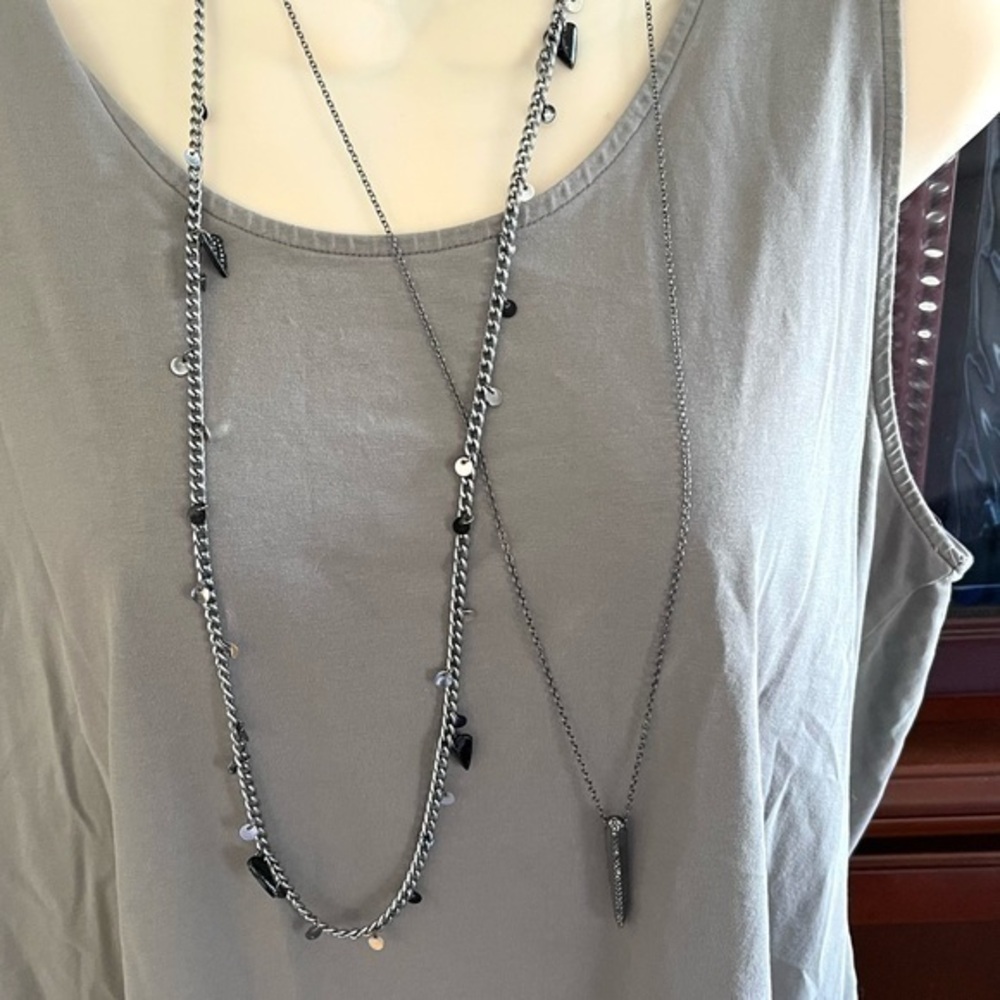 Bundle Simply Vera Silver Necklaces Tone Gun Metal & Black